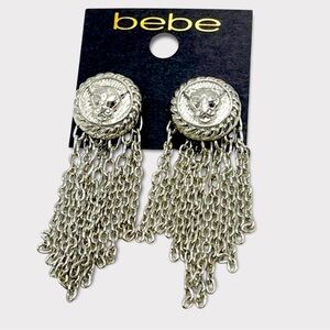 Bebe Lions Head Silver Pierced Earrings